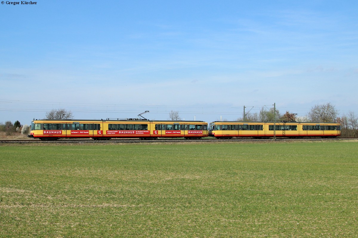 TW 819 und TW 815 Richtung Karlsruhe bei Forchheim, 17.03.2014.