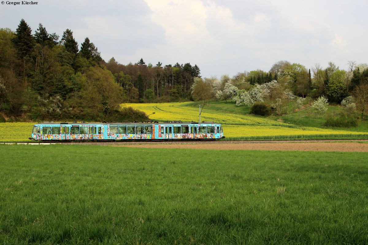 TW 880 Rizzibahn bei Münzesheim, 04.04.2014.