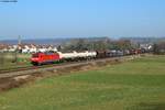 152 020 mit einem gemischten Güterzug Richtung Kornwestheim bei Heidelsheim, 09.03.2014.