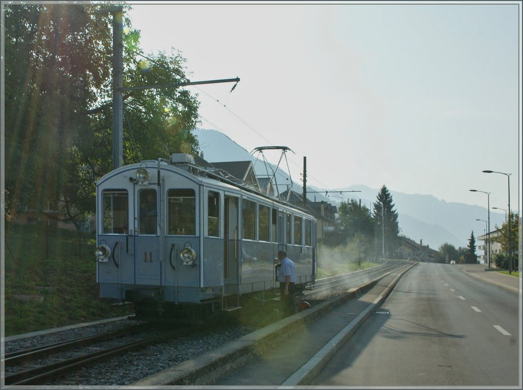 MOB'stalgie: Bei der Blonay - Chamby Bahn rauchen nicht nur die Dampfloks...
BCFe 4/4 11 (ex MOB) in Blonay. 
9. Sept. 2012
