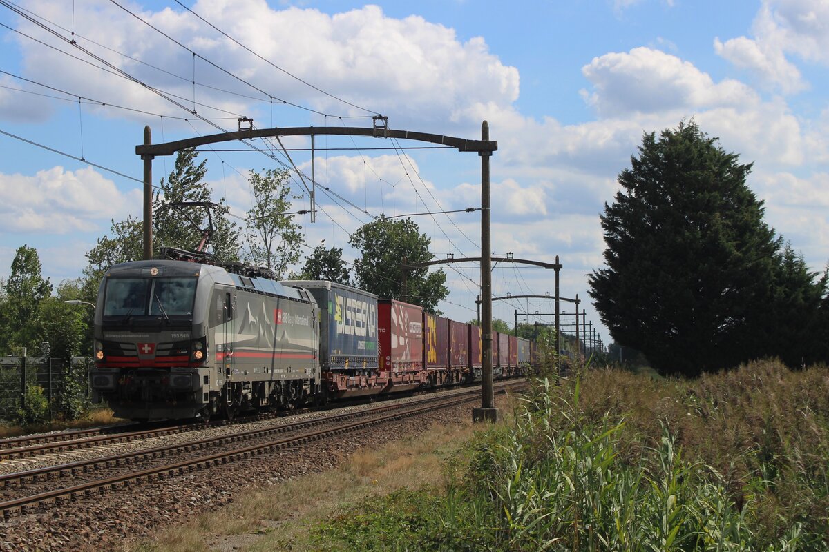 Am 21 Augustus 2025 passiert SBBCI 193 549 mit ein Containerzug der Fotograf bei der Bahnübergang in Hulten. Das Bild wurde wie immer vom offenbarer Stelle gemacht und danach etwa geschnitten. Wer die betonen Overleitungsmasten will fotografieren soll sich ein etwas beeilen, weil innerhalb wenige Jahren werden diese ersetzt von modernere stahlen Masten.