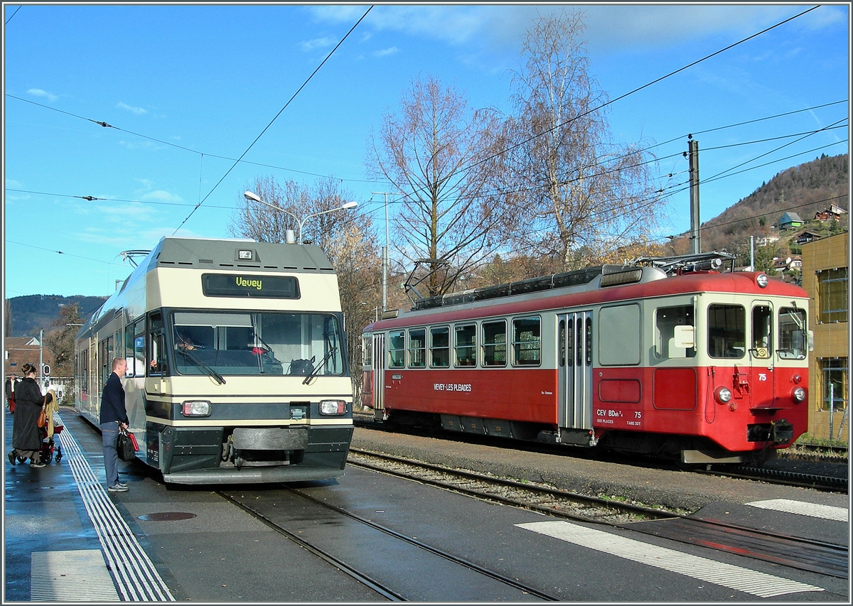 CEV GTW 2/6 und BDeh 2/4 N� 75 in Blonay.
5. Dez. 2006