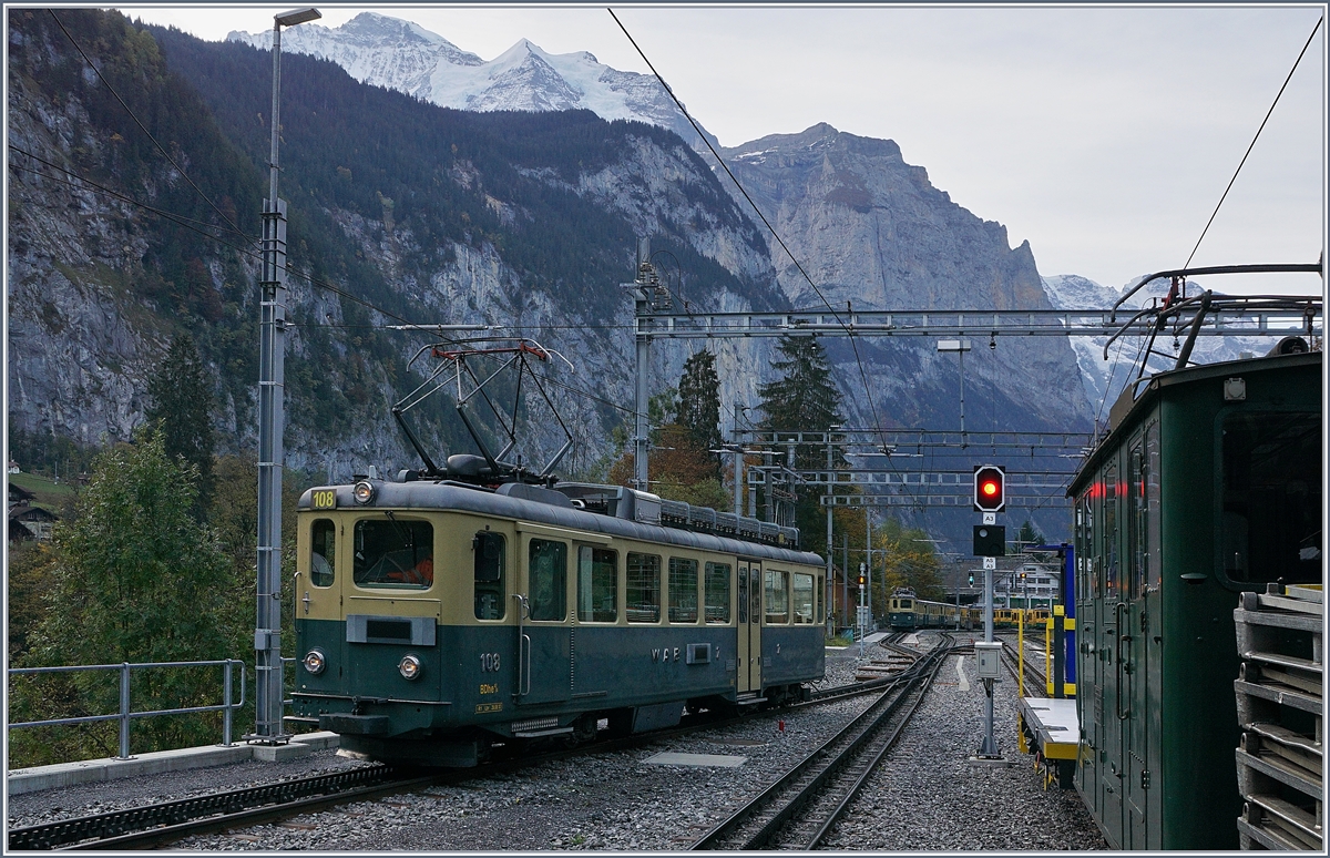 Der WAB BDeh 4/4 108 in Lauterbrunnen . 

17. Okt. 2018