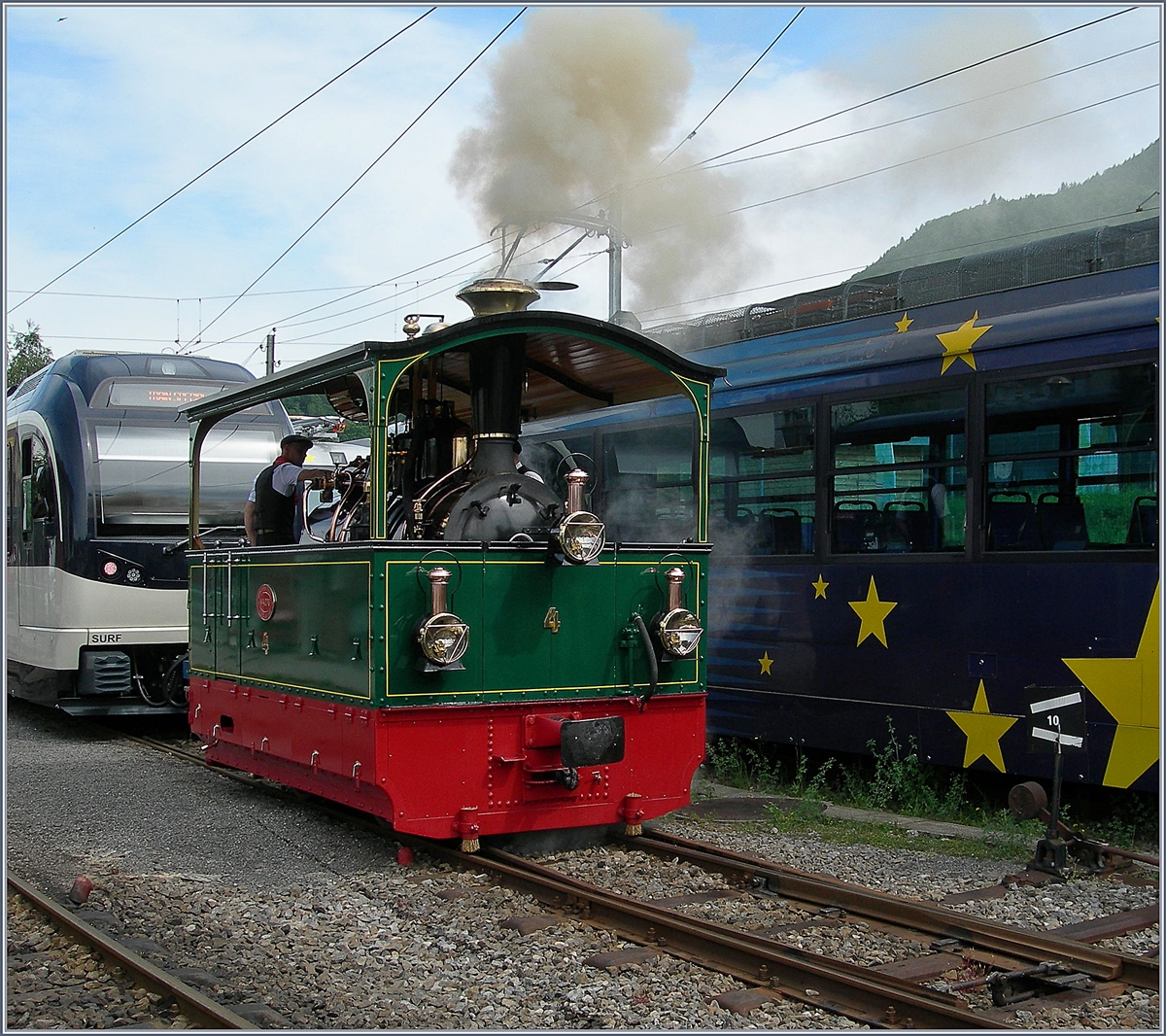 Die G 2/2 N� 4 wurde 1900 von der Ferrovie Padane (FP) in Betrieb genommen und verkehrt nun wundersch�ne aufgearbetitet bei der Blonay-Chamby Bahn.
9. Juni 2017