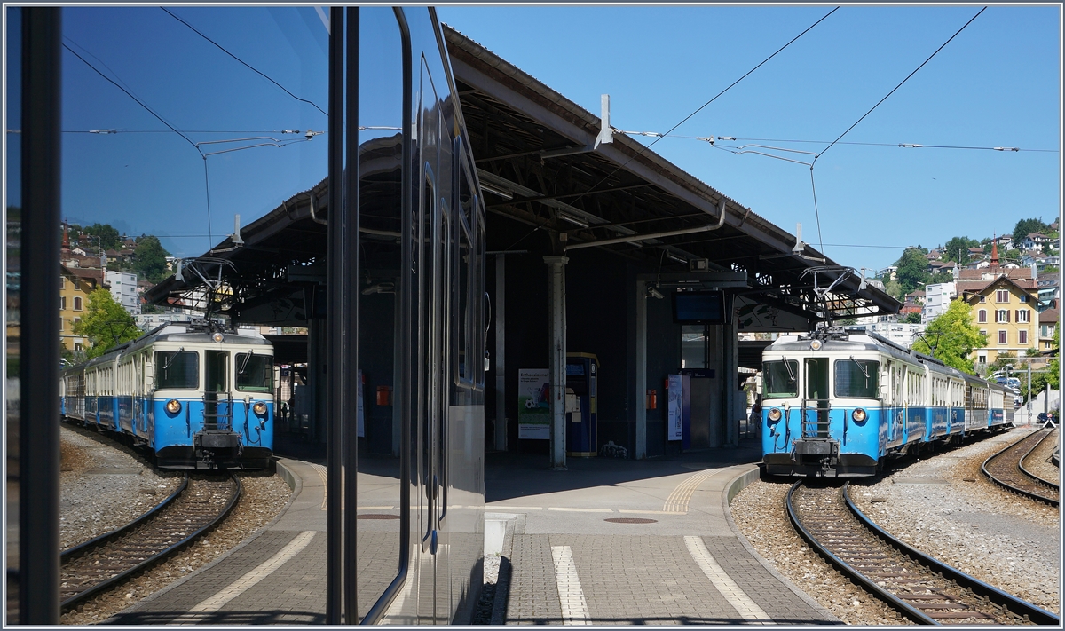 Gleich zweimal zeigt sich in Montreux der ABDe 8/8 4002  Vaud .
7. Aug. 2016