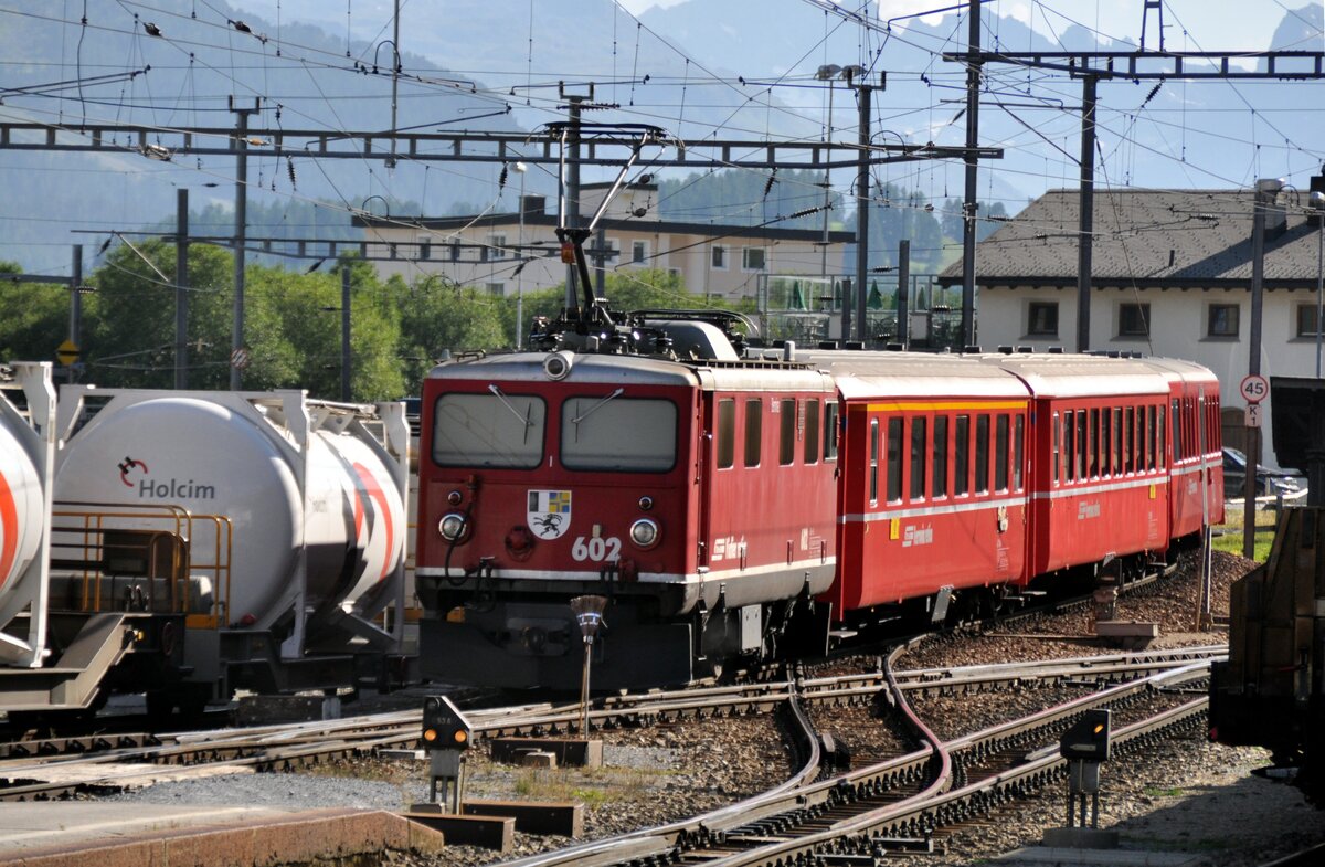 RhB Ge 4/4 I U Nr.602 in Samedan am 19.08.2009.