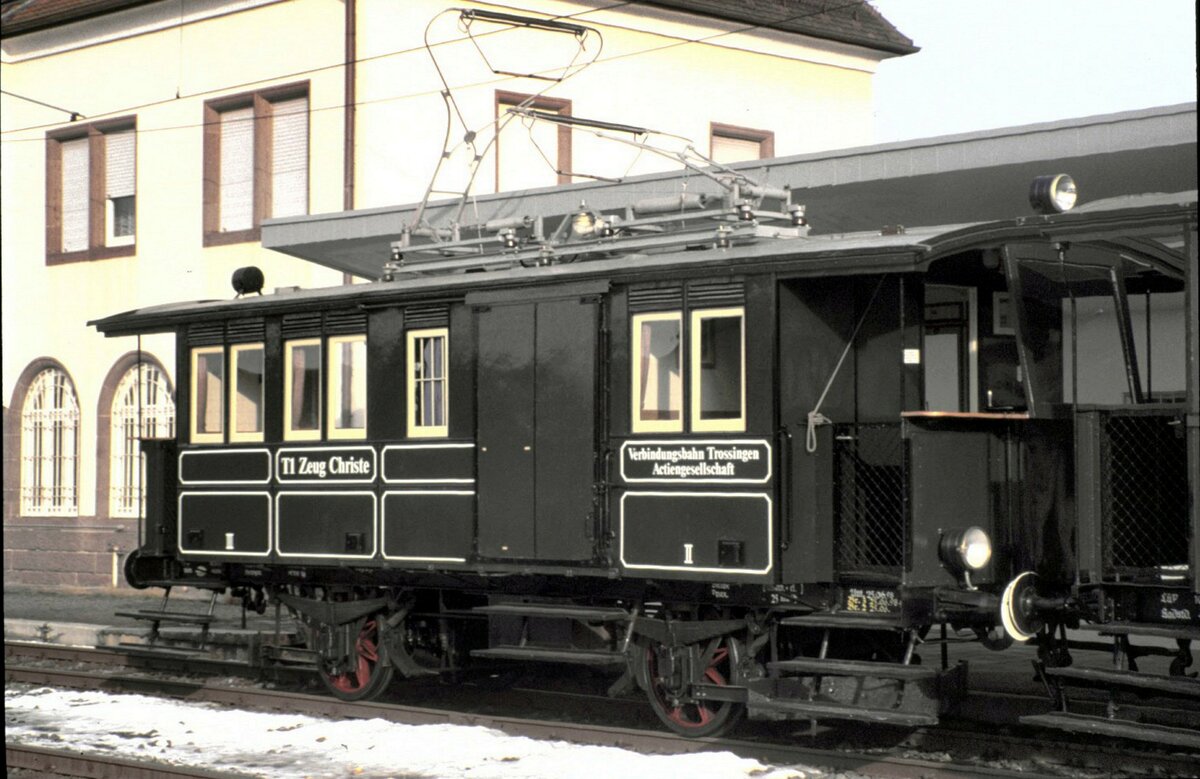 T 1  Zeug Christe  Baujahr 1898 von MAN/AEG L�P 10,00m, Fabrik Nr.369 in Trossingen Stadt zum Jubil�um 100 Jahre Trossinger Eisenbahn am 13.12.1998.