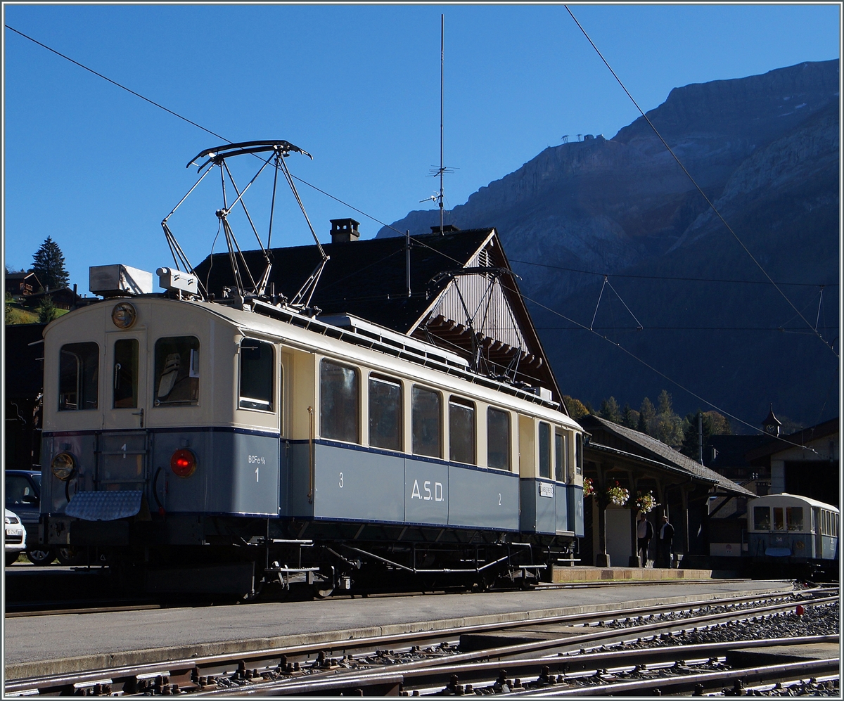 Wo ich vor gut neun Monaten von gefrohren habe, erw�hrmte mir in Les Diableretes am 18. Okt 2014 der pr�chtige ASD BCFe 4/4 N�1 mein Herz. 

