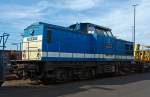 Die V 100-SP-001 (ex DR 110 846-3, ex DB 202 846-2)  der SLG - Spitzke Logistik GmbH abgestellt am 02.09.2012 beim ICE-Bahnhof Montabaur.