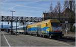 Die  BoDo  ER 20-013 (V 223) wartet in Lindau mit einem Alex auf die Abfahrt nach München.