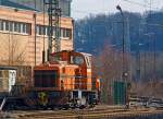   Lok 5  Helga  (MaK G 500 C)der DEW Deutschen Edelstahlwerke (gehört zur Schmolz + Bickenbach AG), zuvor Edelstahlwerke Südwestfalen, rangiert am 27.03.2013 auf den Werksgleisen in