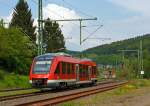   Der Dieseltriebwagen 640 007-1 (95 80 0640 007-1 D-DB Abp) ein Alstom Coradia LINT 27 der DreiLänderBahn als RB 95   Sieg-Dill-Bahn   (Au/Sieg - Siegen -D illenburg), fährt am 01.05.2014