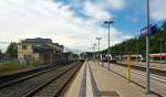   Ein Stadler-GTW 2/6-Eldorado, der Bahnhof Nidda an der KBS 631 Lahn-Kinzig-Bahn (Bahnstrecke Gie�en–Gelnhausen) und der KBS 632 Horlofftalbahn (Bahnstrecke Beienheim–Schotten), hier am