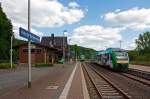 Zugbegegnung  auf der Oberwesterwaldbahn (KBS 461) am 04.05.2013 im Bahnhof  Nistertal / Bad Marienberg (fr�her Bf Erbach/Westerwald).