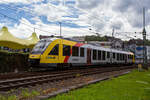 Der VT 285 (95 80 0648 525-3 D-HEB / 95 80 0648 025-4 D-HEB), ein Alstom Coradia LINT 41 der HLB (Hessische Landesbahn), als RB 93  Rothaarbahn  (Betzdorf - Siegen - Kreuztal - Erndtebrück - Bad
