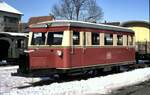 VT 1 Wismarer Schienenbus beim Öchsle in Ochsenhausen im Februar 1990.