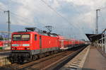 114 031 wartet am 26.08.2017 in Hanau Hbf auf die Weiterfahrt als RB51 nach Frankfurt Hbf.