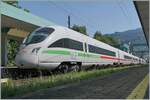 Statt wie früher in Lindau HBF kann nun in Bregenz Fahrzeuge der ÖBB, DB und SBB sehen: Der DB ICE 411 055 ist aus München kommend an seinem Ziel Bregenz als ICE 1217 angekommen.