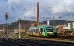   Der VT 260 (95 80 0648 160-9 D-HEB / 95 80 0648 660-8 D-HEB) ein Alstom Coradia LINT 41 der HLB (Hessische Landesbahn), ex Vectus VT 260 (noch im vectus-Outfit), hier am 21.02.2015 kurz vor der