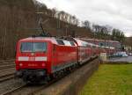   Die 120 207-6 (91 80 6120 207-6 D-DB) der DB Regio NRW (ex DB 120 136-7) schiebt am 10.01.2015 den RE 9 - Rhein Sieg Express (RSX) Siegen - K�ln - Aachen durch Niederschelderh�tte in Richtung