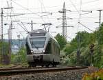   Der ET 23 2106  Plettenberg , ex ET 23006, ein 3-teiliger Stadler Flirt der Abellio Rail NRW fährt am 16.05.2015 als RE 16  Ruhr-Sieg-Express  (Siegen – Hagen – Essen) durch