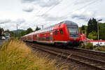Der RE 9 RE 9 (rsx - Rhein-Sieg-Express) Aachen - K�ln – Siegen, gezogen von der 147 016, am 11 Juni 2026 auf dem Weg von Kirchen/Sieg nach Siegen. 