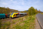   Der VT 507 (95 80 1648 107-8 D-HEB / 95 80 1648 607-7 D-HEB) ein Alstom Coradia LINT 41 der neuen Generation / neue Kopfform der HLB (Hessische Landesbahn GmbH) f�hrt am 24.04.2017, als RB 96
