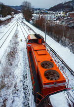 Zurzeit ist die RBH 802 „Ruhrpott Sprinter“ / 275 802-3 (98 80 0275 802-3 D-RBH), eine MaK G 1206 der RBH - RAG Bahn und Hafen GmbH (Gladbeck), an die KSW (Kreisbahn Siegen-Wittgenstein)