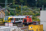 Die an die HERING Bahnbau GmbH (Burbach-Holzhausen) vermietete 364 869-8 (98 80 3364 869-8 D-BEG), eine V 60 - leichte Ausführung mit Funkfernsteuerung der BEG - Brohltal-Schmalspureisenbahn