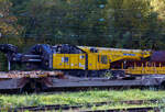 Detailbild vin dem 150 t Gleis- und Eisenbahndrehkran (EDK) KIROW Multi Tasker KRC 1200, D-HGUI 99 80 9419 041-5 „IDEFIX“ der HERING Bahnbau GmbH in Burbach-Holzhausen, ist am 18 Oktober