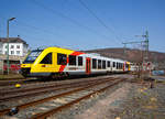 Der Dieseltriebzug VT 251 (95 80 0648 151-8 D-HEB / 95 80 0648 651-7 D-HEB) ein Alstom Coradia LINT 41 der HLB (Hessische Landesbahn), fährt am 01.04.2021, als RB 93 Rothaarbahn (Betzdorf -
