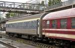 Wacken Schlafwagen im Sonderzug, wahrscheinlich ein A-CWL 61 81 70-70 001-6 Typ TRI Inox, ex SNCF,am Zugschluss des Wacken-Sonderzugs in Neu-Ulm am 06.08.2023.