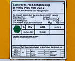   Die Anschriftentafel von dem am 25.03.2017 beim ICE-Bahnhof Montabaur abgestellten  AAW III / Aufnahme- und  Abzugswagen (Schweres Nebenfahrzeug Nr.