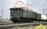 E 91 99 mit gemischtem Güterzug bei der Jubiläumsparade 150 Jahre Deutsche Eisenbahn in Nürnberg am 14.09.1985.