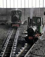 Feldbahnloks beim Jubiläum 150 Jahre Deutsche Eisenbahn in Nürnberg am 18.08.1985.