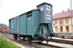 Gedeckter Güterwagen G 10 Württemberg H 18873 in Münsingen am 01.05.2014.