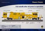 Factsheet zu dem Retrofit von Plasser & Theurer der Universalstopfmaschine 08-275 Unimat 3S des estnischen Gleisbauunternehmen GoTrack, hier am 20 Mai 2025 auf der 29.