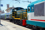Die Diesellos D.345 1010 (92 83 2345 010-8 I-TI) mit der wohl frisch aus der Revision kommenden D.245 6118 (98 83 2245 718-1 I-TI) am Haken, beide der Trenitalia (100-prozentige Tochtergesellschaft der FS), am 14 Juli 2022 im Bahnhof Roma Termini. Für einen Gleiswechsel musste das Gespann in den Bahnhof rangieren.

Diese der BR 245.6 (Serie 245.6010-6124) besitzen keine Kuppelstangen, sondern haben einen hydrodynamischen Antrieb. Die Antriebsübertragung erfolgt vom Dieselmotor über eine Gelenkwelle auf ein hydrodynamisches Voith-Turbogetriebe vom Typ L 24 U (Zwei-Wandler-Getriebe mit Wendegetriebe) von diesem wiederum über Gelenkwellen auf die drei Achsgetriebe. Ursprünglich hatten diese von Cantieri Navali Riuniti/OM/Jenbacher Werke gebaute Lokserie einen Zweitakt-Dieselmotor vom Typ Jenbach JW 600. 

Bei Dieselloks kommt es häufig zu einer Neumotorisierung, da die Lebensdauer des Verbrennungsmotors typischerweise kürzer ist als die der anderen Hauptfahrzeugteile wie Fahrgestell, Aufbau, Getriebe und Laufwerk. Das umfangreiche Modernisierungsprojekt der hydraulisch angetriebenen Rangierlokomotiven der Baureihe 245.6 (6010–6124) besonders interessant. Neben dem Austausch des Dieselmotors werden verschiedene Bordsysteme erneuert oder integriert. Ziel ist eine „rentable Nutzung über einen längeren Zeitraum“, wie in den entsprechenden technischen Spezifikationen angegeben. Dies ist ein hervorragendes Ergebnis für Lokomotiven, die seit über 50 Jahren im Einsatz sind.

Das Umbaukonzept der Trenitalia:
Nun kommt bei den Loks ein Motor vom italienischen Hersteller Isotta Fraschini Motori S.p.A. (Bari) zum Einsatz. Es ist ein 12-Zylinder-Diesel-V 90°-Saugmotor vom Typ V 1712 NF (bei Isotta Fraschini auch als V 1712 N0TF-L245 bezeichnet) mit einer Leistung von 412 kW bei 1.500 U/min. Die Zylinder haben eine Bohrung von Ø 170, der Kolbenhub beträgt 170 mm, so ergibt sich ein von 46,3 Liter (46.304,04 cm³). Das Motorgewicht (trocken) beträgt ca. 3.450 kg.

TECHNISCHE DATEN:
Spurweite:  1.435 mm (Normalspur)
Achsformel: C
Länge über Puffer: 9.240 mm
Achsabstände: 1.500 / 2.500 mm
Treibraddurchmesser: 1.040 mm
Eigengewicht: 46 t
Höchstgeschwindigkeit: 64 km/h (im Rangiergang 32 km/h)
Motorleistung: 412 kW
Getriebe: Voith L 24 U

Das Umbaukonzept der Mercitalia Shunting&Terminal:
Die Mercitalia Shunting&Terminal (MIST, auch eine Tochtergesellschaft der FS), hat eine andere Modernisierung, der Baureihe 245.6 (6010–6124), gewählt:
Nach der Re-Motorisierung kommt nun ein wassergekühlter Sechszylinder-Viertakt-Reihendieselmotor mit Common-Rail-Direkteinspritzung, vier Ventilen pro Zylinder, mit Turbolader und Ladeluftkühlung, sowie AdBlue-Abgasnachbehandlung vom Typ TAD1384VE des schwedischen Herstellers AB Volvo Penta. Durch den neuen Motor konnte auch die Anfahrzugkraft von 165 kN auf 190 kN gesteigert werden.
Motordaten:
Leistung: 375 kW (510 PS) bei 1.500 U/min
Max. Drehmoment:  2.540 Nm
Hubraum: 12.78 l (Bohrung Ø 131 mm x 158 mm Hub)
Motor Abmessung (L x B x H): 1.251 x 932 x 1.200 mm)
Motorgewicht (trocken): 1.215 kg
Dank der Abgasnachbehandlung mit dem Additiv AdBlue (Harnstoff in Wasserlösung) vor dem Durchlauf durch einen Katalysator und einen Keramikpartikelfilter sowie einem elektronischen Steuerungssystem, das mit verschiedenen Sensoren verbunden ist, die Additivdosierung steuert und mit der Fahrzeuglogik und den Bordmonitoren kommuniziert, erfüllt der Antriebsstrang die europäischen Abgasnormen der EU Stufe V.

Der Motor ist über Schwingungsdämpfer mit einer massiven Stahlprofilkonstruktion verbunden, die das Motorpaket trägt, mit dem Lokomotivrahmen verschraubt ist und den Bereich neben der Kabine einnimmt.
