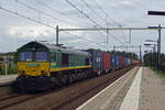 Railtraxx 266 031 d�nnert mit ein Contaibnerzug durch Tilburg-Reeshof am 16 Augustus 2019.