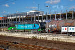 Der Vectron #750, die an die RTB CARGO GmbH vermietete Siemens Vectron MS der ELL - European Locomotive Leasing (Wien) 193 756 (91 80 6193 756-4 D-ELOC) fährt am 08.10.2021 mit einem