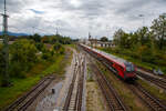 Die RJ Taurus II �BB 1116 247 (A-�BB 91 81 1116 247-8) rauscht am 11.09.2022, mit einem �BB railjet, durch Freilassing in Richtung M�nchen.