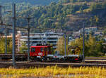 Der Tm 234 431-5 „Dart“ der SBB Infrastruktur am 08.09.2021 (leider etwas zwischen den Masten in Brig, aufgenommen aus einem Zug heraus.