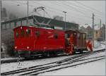 Die CEV HGe 2/2 N� Baujahr 1911 mit dem Xrot 91 in Blonay.