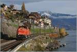 Die SBB Am 843 022-5 ist bei St-Saphoirn auf dem Weg in Richtung Lausanne.