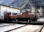 SBB Schiebeb�hne in Erstfeld mit Ee 3/4 Nr.16 302 und eine Tm III Nr.901 bis 924 m�glich, am 11.09.1980.