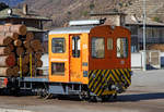   RhB Tm 2/2 22, ex RhB Tm 2/2 58, am 19.02.2017 im RhB Bahnhof Tirano.