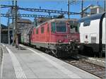 Die SBB Re 4/4 II 11289 (Re 420 289-1) wartet mit ihrem EWLV Zug nach dem Rangierbahnhof Limmattal (RBL) via Brig auf die Abfahrt. Interessanterweise wird der lange Zug nur von einer Re 4/4 II gezogen, w�hrend sonst daf�r zwei von SBB Cargo angemietete 193 (oder im Fr�hsommer 2025) zwei Re 6/6 im Einsatz stehen/standen. 

28. Juli 2026