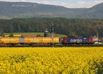 SBB: Postzug in zu den Postcontainern passenden Umgebung bei Niederbipp mit einer Re 421 auf der Fahrt nach H�rkingen am 3.