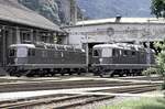 SBB Re 6/6 Nr.11 602 und 11 632 in Erstfeld am 14.06.1980.