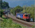 Die SBB Re 6/6 11613 (Re 620 013-3)  Rapperswil  ist kurz nach Villeneuve als Lokzug auf der Fahrt in Richtung Lausanne.